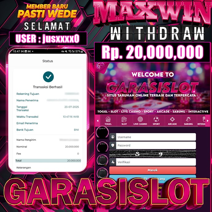 Selamat kepada pemenang kita telah dapat kan jepe bermain di game gacor GARASISLOT bermain di game bonanza 1000 provider pramatic